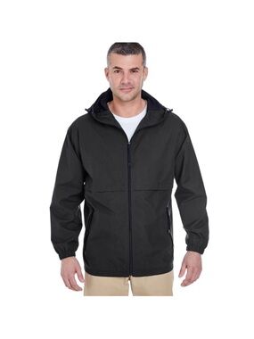Ultra Club Black Hooded Windbreaker Jacket size large